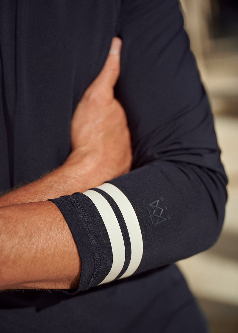 Performance Quarter Zip | Navy w/White Stripe