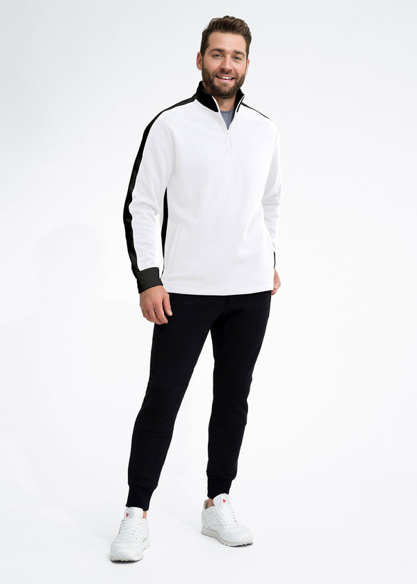 Stretch Fleece Quarter Zip | Snow with Black