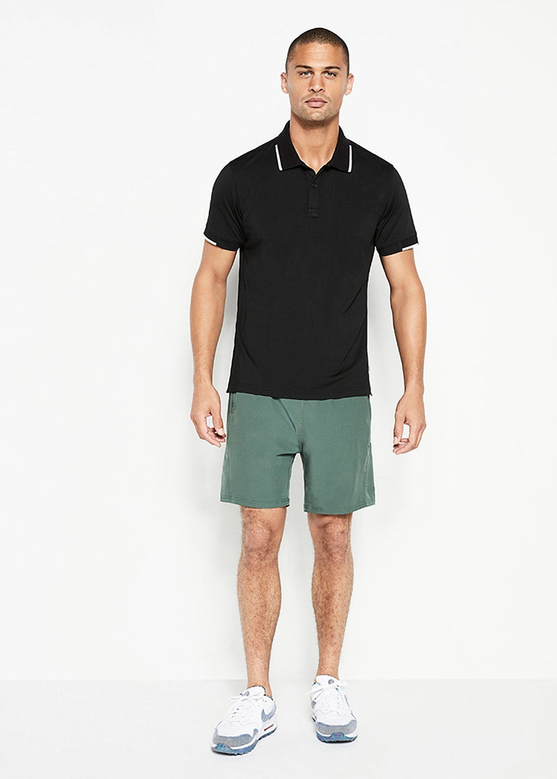 Performance Tipped Polo | Black w/White Tipping