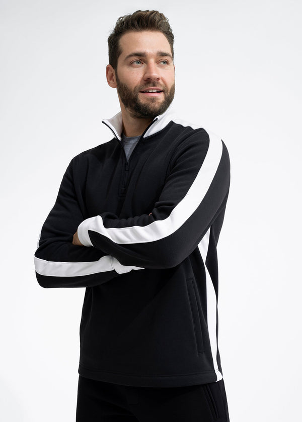 Stretch Fleece Quarter Zip | Black with Snow