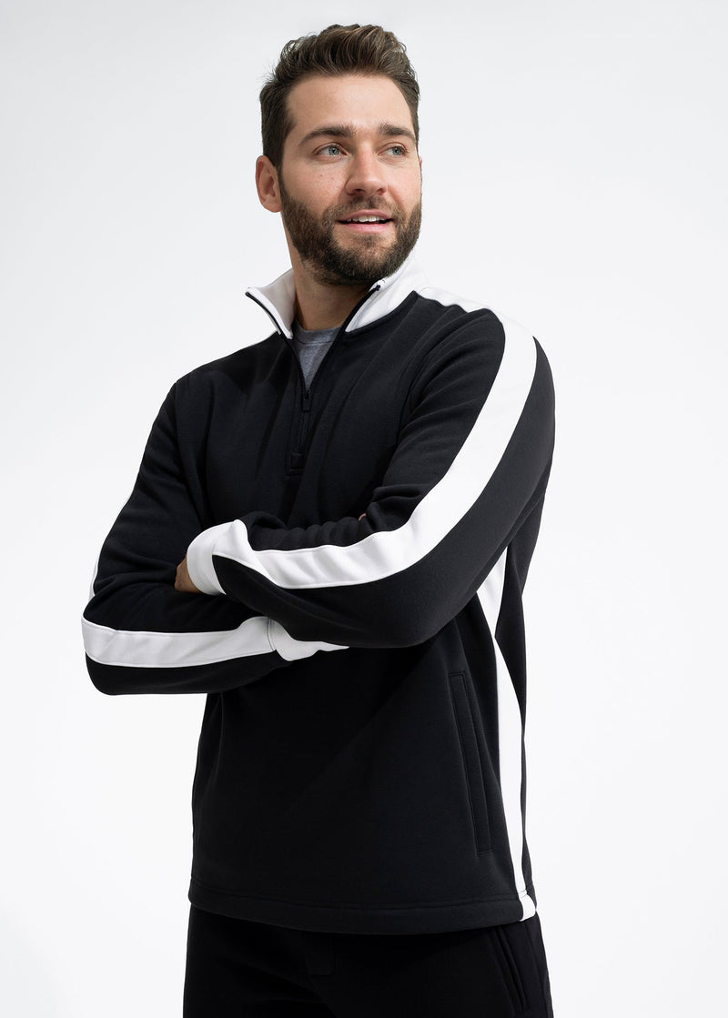 Stretch Fleece Quarter Zip | Black with Snow