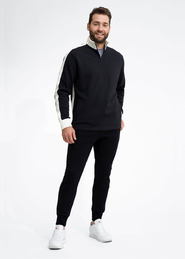 Stretch Fleece Quarter Zip | Black with Snow