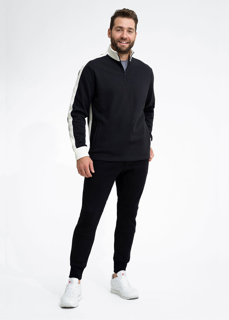 Stretch Fleece Quarter Zip | Black with Snow