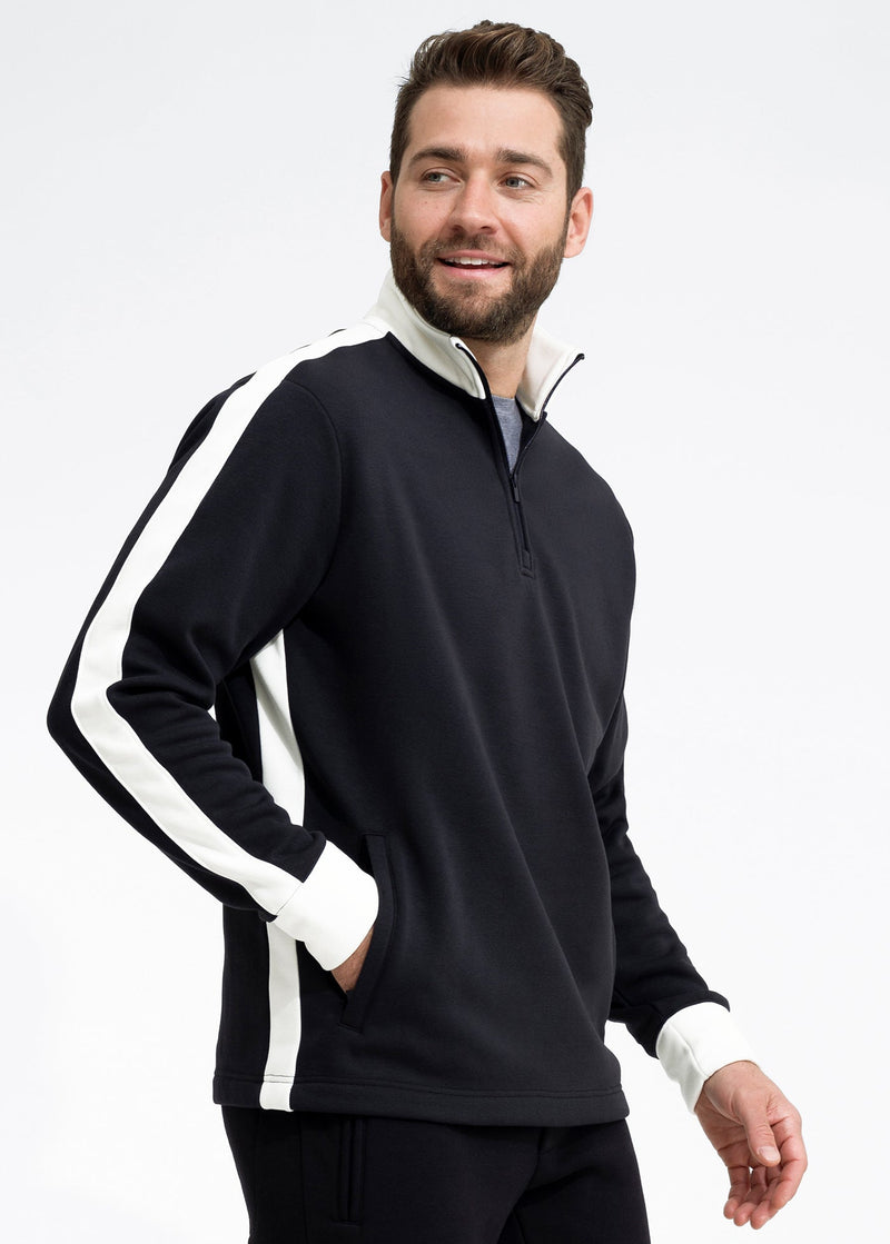 Stretch Fleece Quarter Zip | Black with Snow