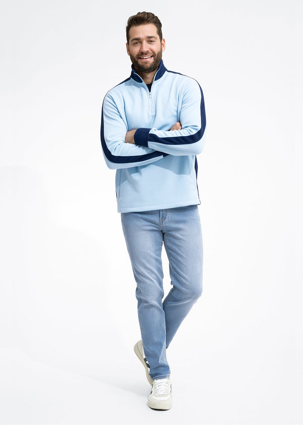 Stretch Fleece Quarter Zip | Sky Blue with Admiral
