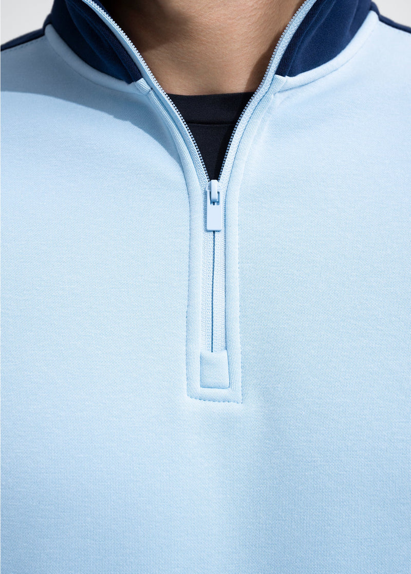 Stretch Fleece Quarter Zip | Sky Blue with Admiral