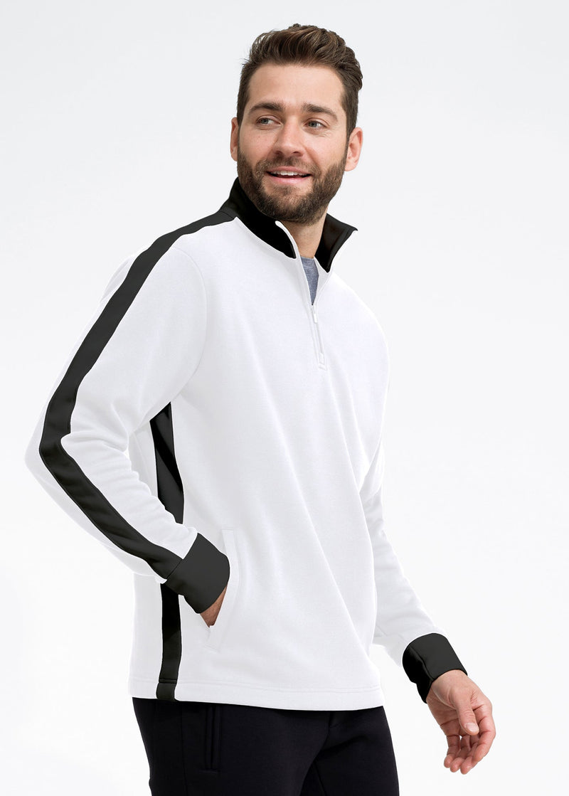 Stretch Fleece Quarter Zip | Snow with Black