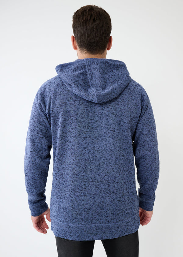 Mixed Fabric Fleece Hoodie | Denim