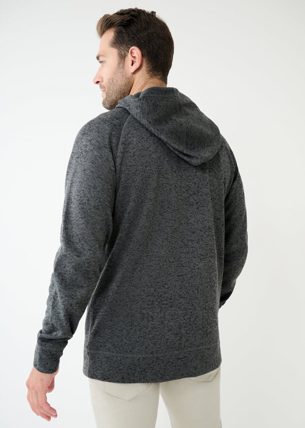 Mixed Fabric Fleece Hoodie | Charcoal Heather