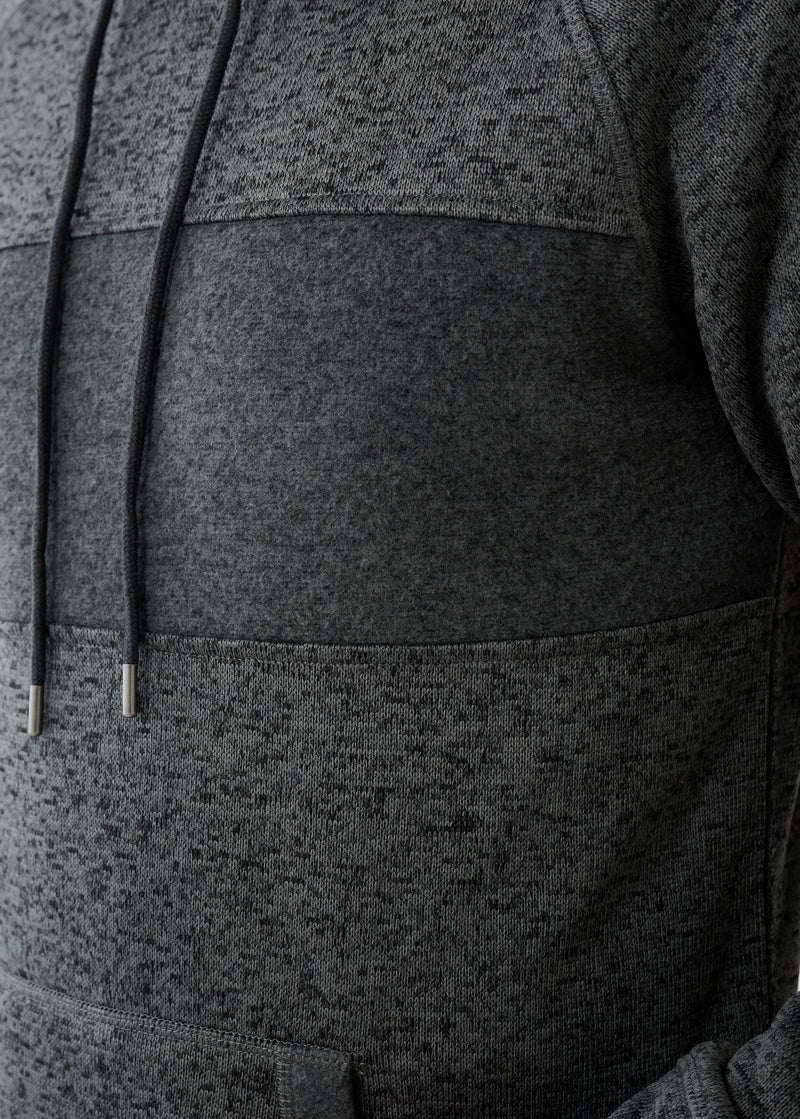 Mixed Fabric Fleece Hoodie | Charcoal Heather