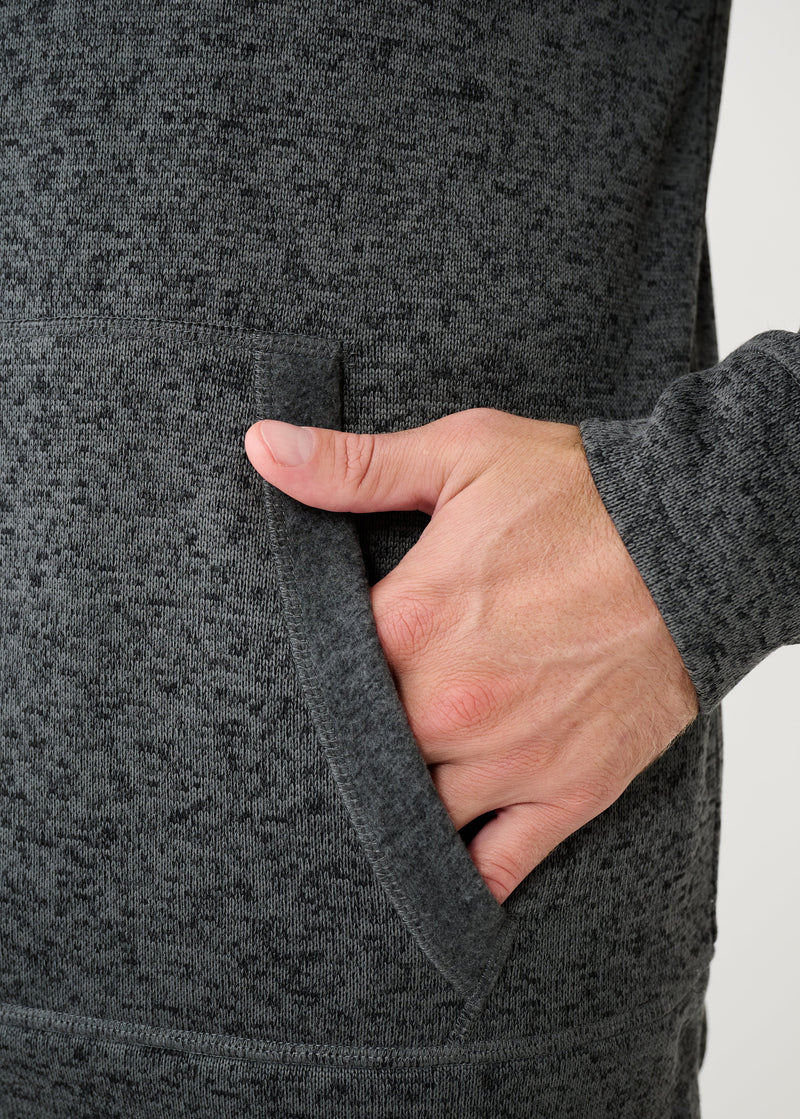 Mixed Fabric Fleece Hoodie | Charcoal Heather