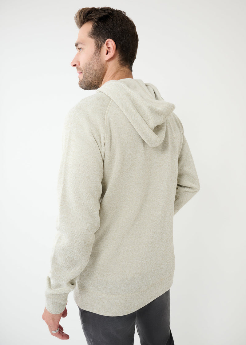Mixed Fabric Fleece Hoodie | Oatmeal