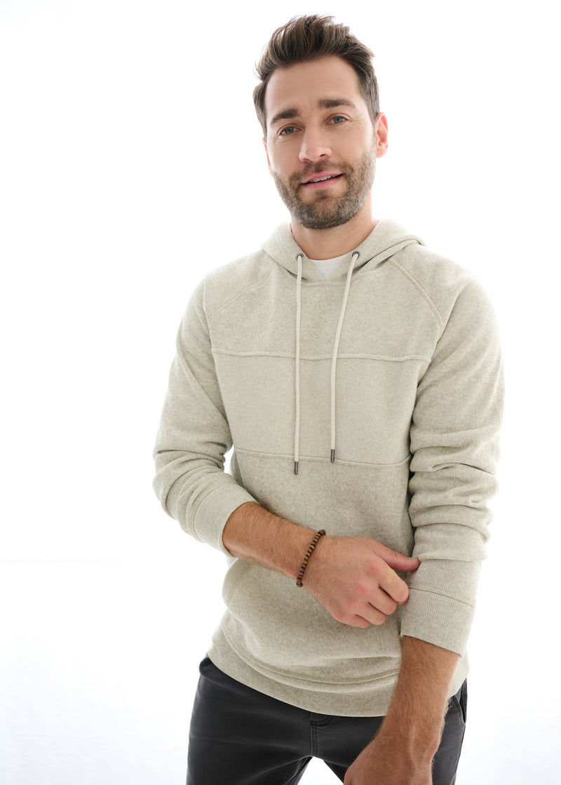 Mixed Fabric Fleece Hoodie | Oatmeal