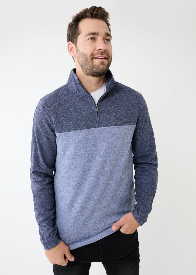 Triblend Stretch Quarter-Zip | Denim Colorblock