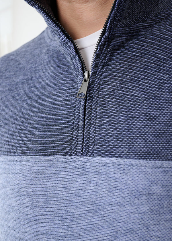 Triblend Stretch Quarter-Zip | Denim Colorblock