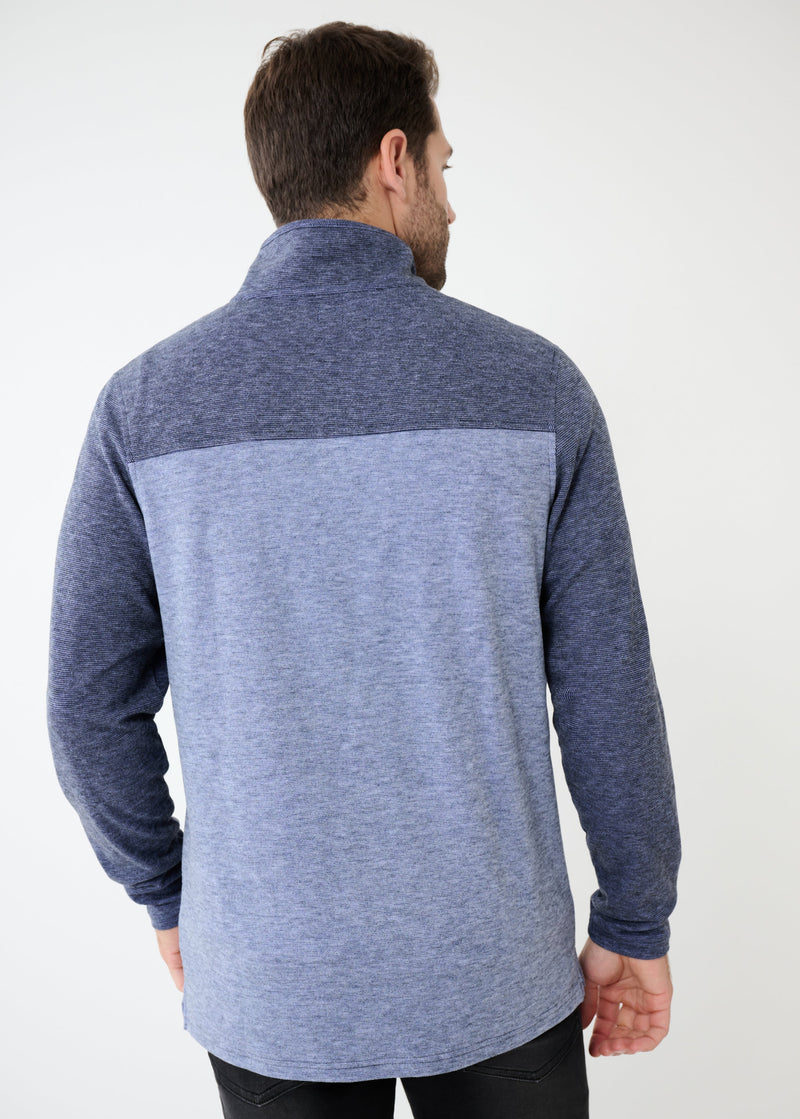 Triblend Stretch Quarter-Zip | Denim Colorblock