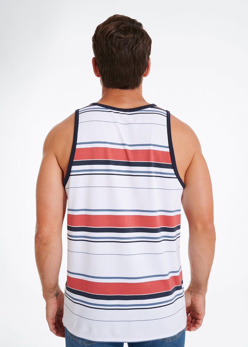 Cotton Stretch Stripe Tank | Crimson Stripe