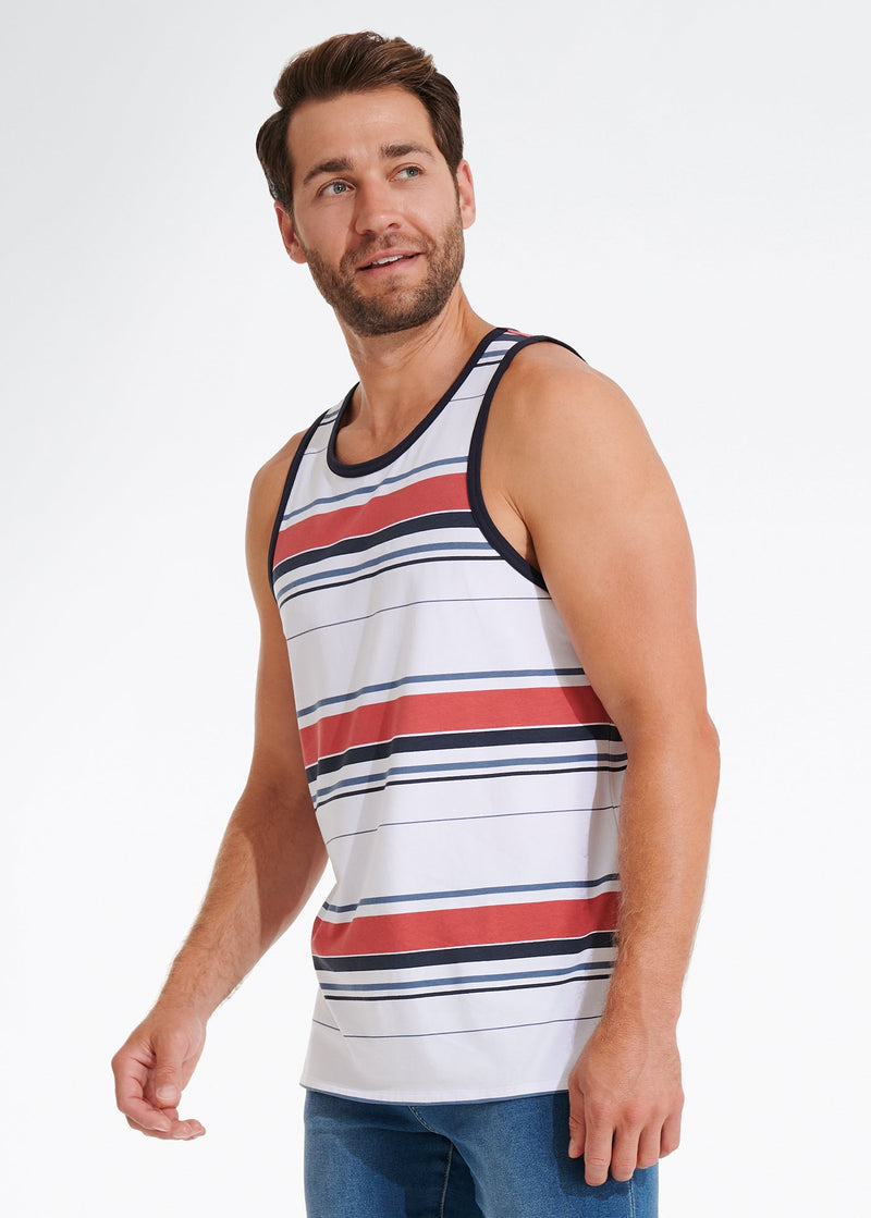 Cotton Stretch Stripe Tank | Crimson Stripe