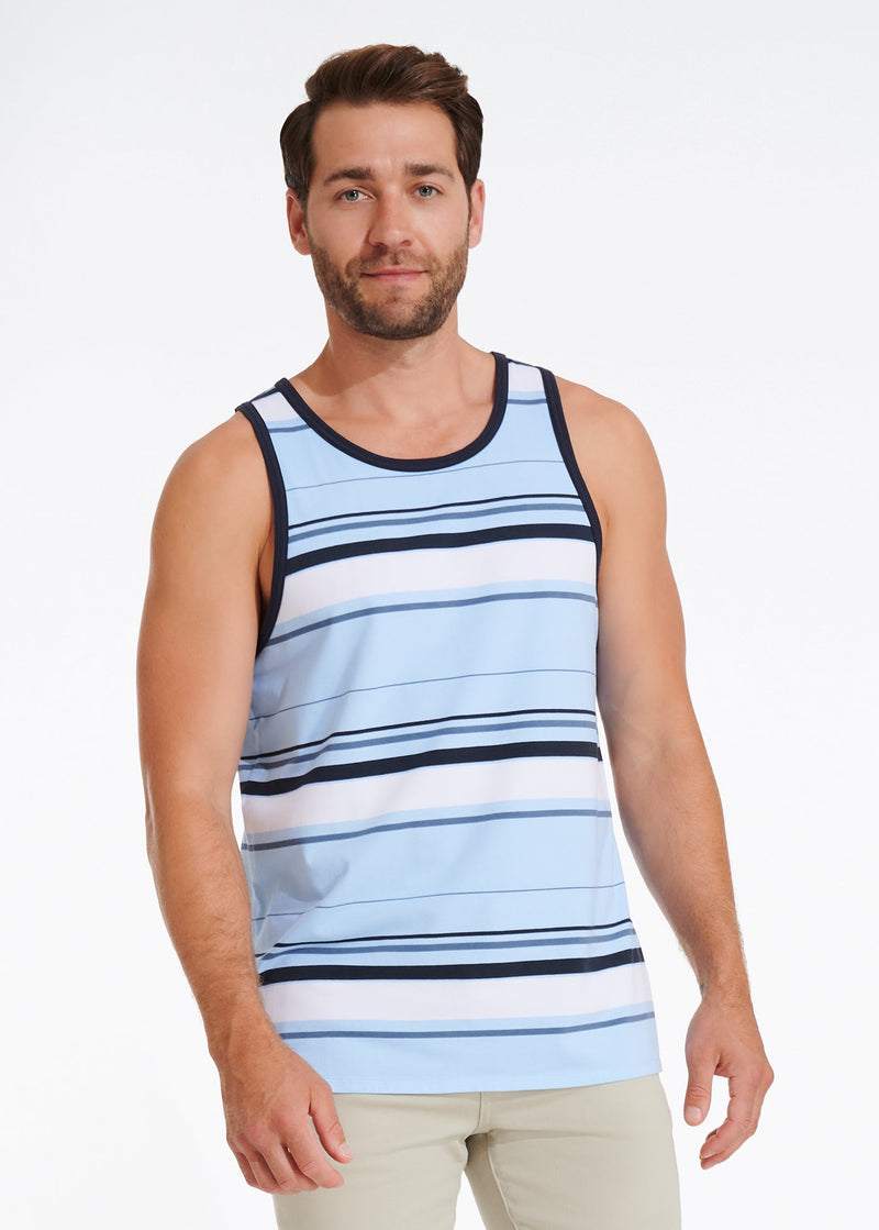 Cotton Stretch Stripe Tank | Light Blue Stripe