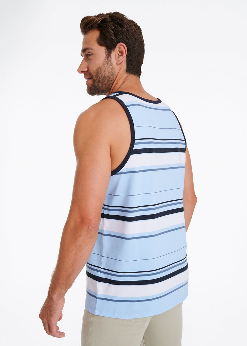 Cotton Stretch Stripe Tank | Light Blue Stripe