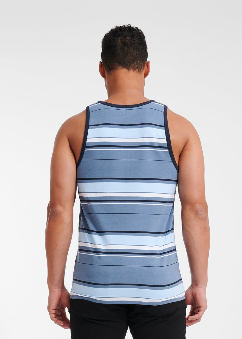 Cotton Stretch Stripe Tank | Medium Blue Stripe