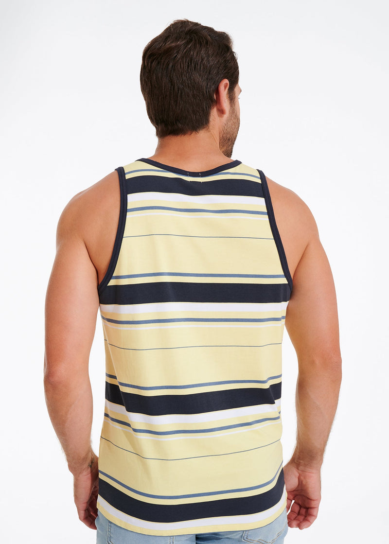 Cotton Stretch Stripe Tank | Yellow Stripe