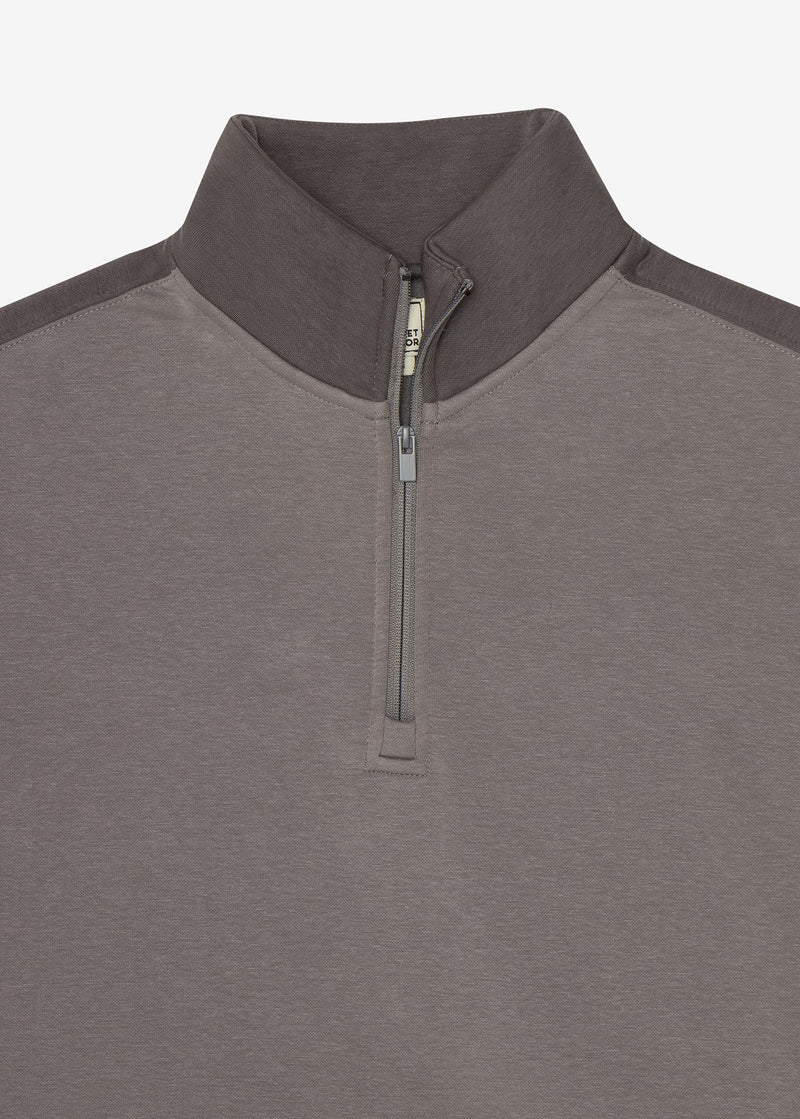 Stretch Fleece Quarter Zip | Light Grey with Monument