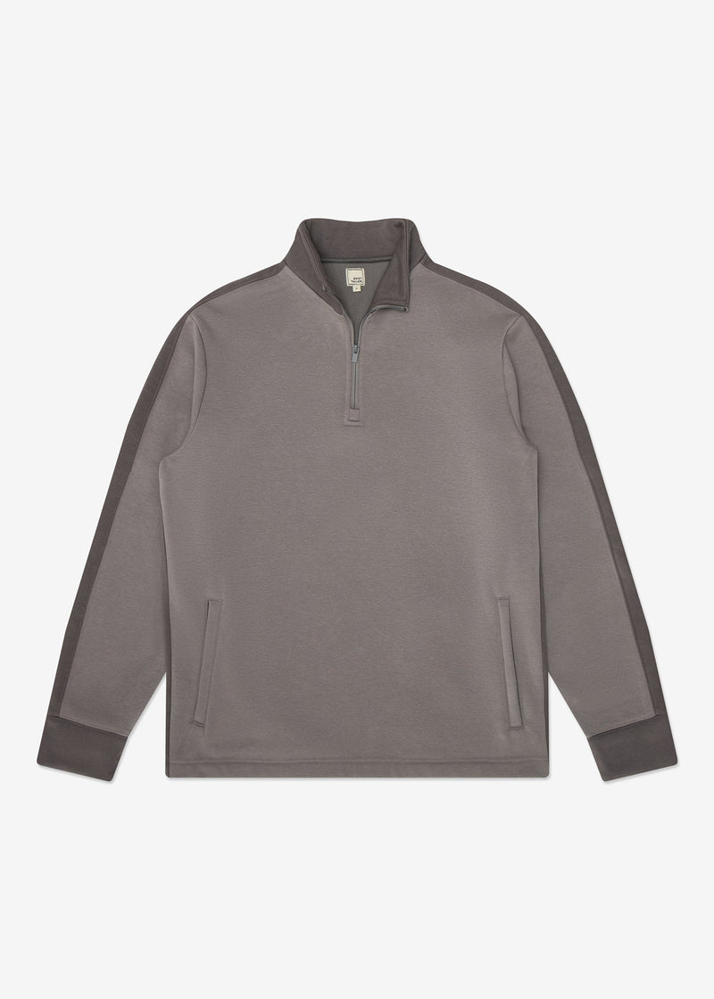 Stretch Fleece Quarter Zip | Light Grey with Monument