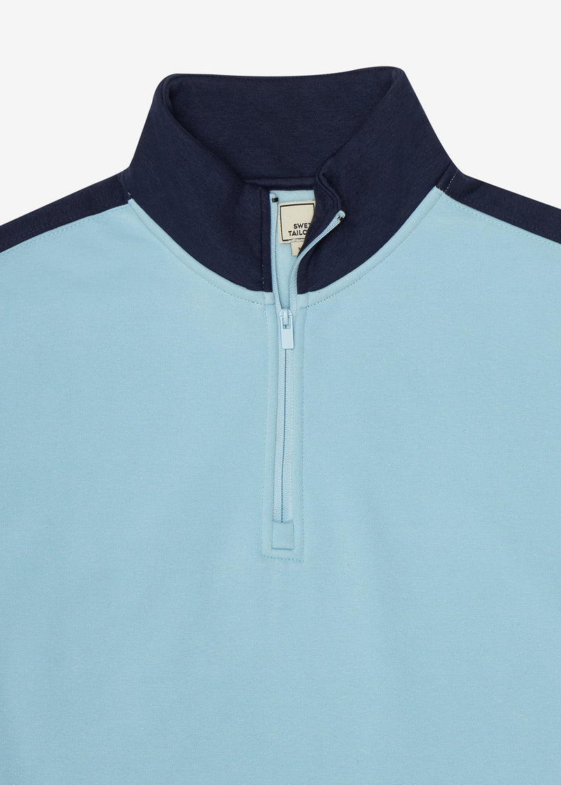 Stretch Fleece Quarter Zip | Sky Blue with Admiral