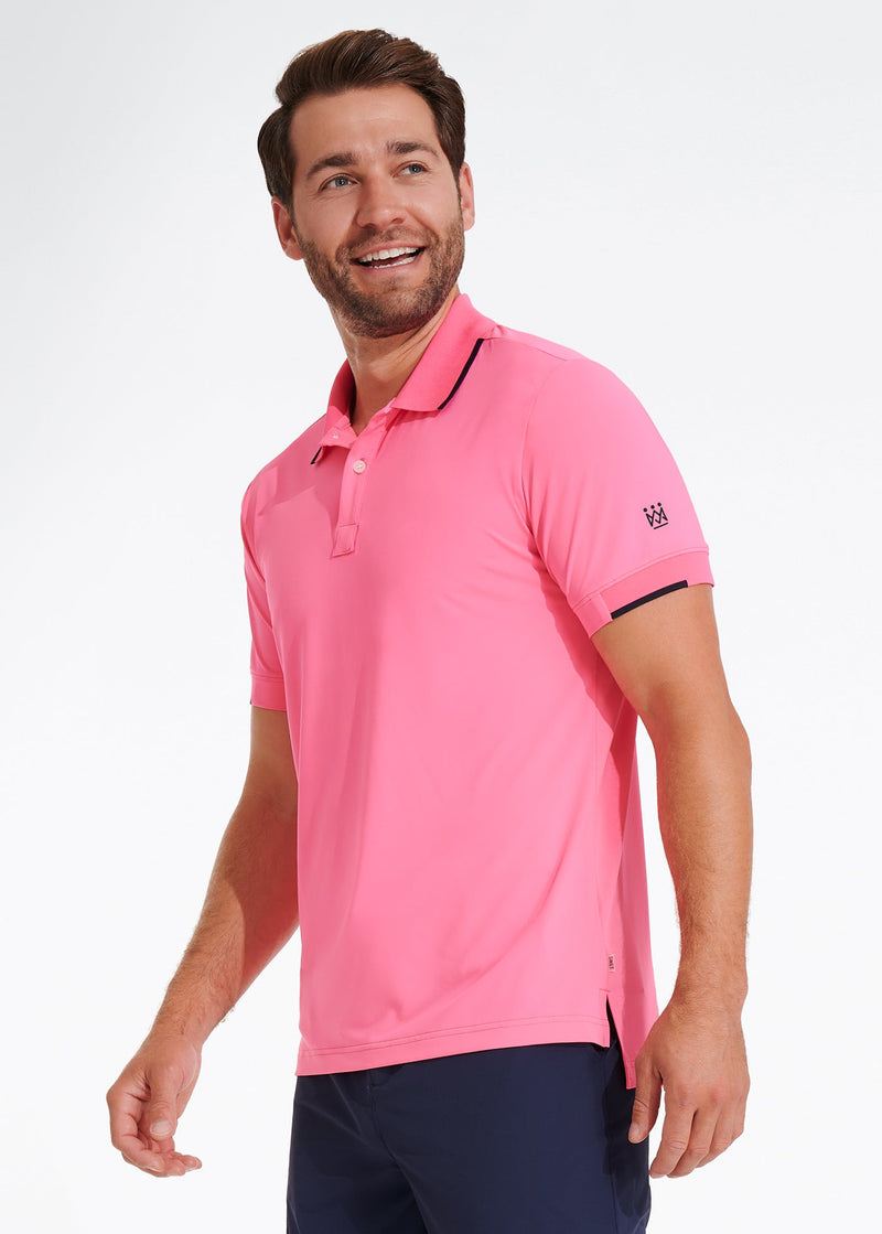Performance Tipped Polo | Pink w/ Navy Tipping