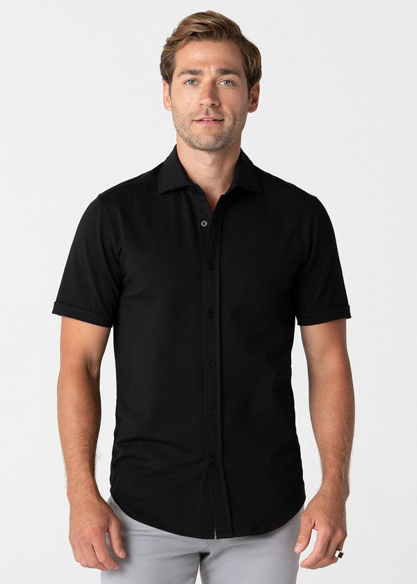 Short-Sleeve Polished Shirt | Black
