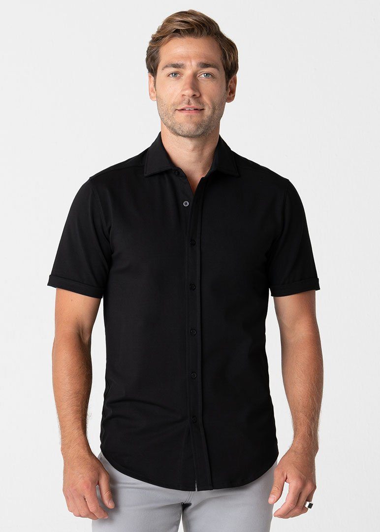 Short-Sleeve Polished Shirt | Black