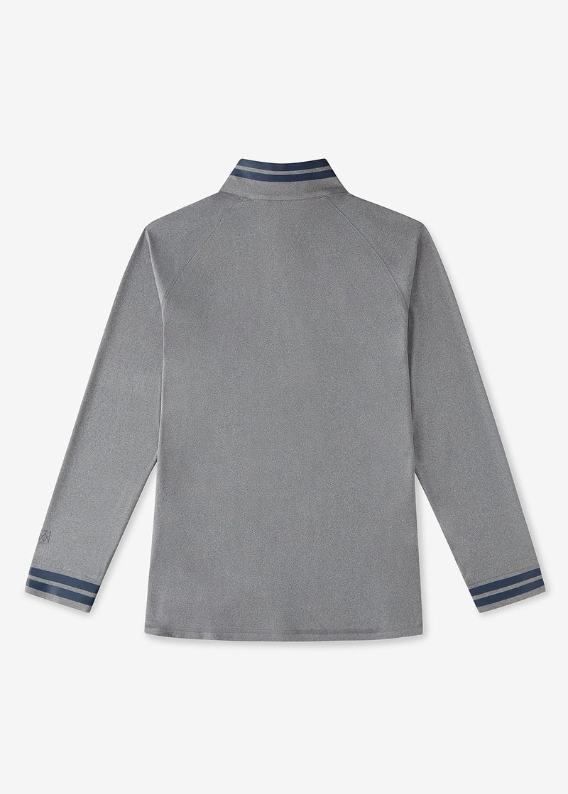 Performance Quarter Zip | Heather Grey w/Navy Stripe
