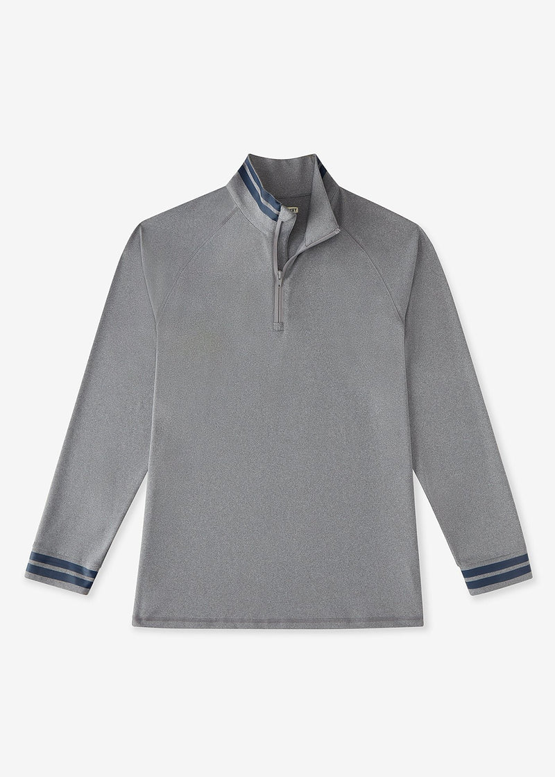 Performance Quarter Zip | Heather Grey w/Navy Stripe