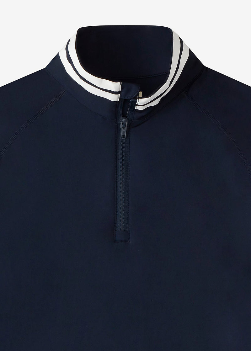 Performance Quarter Zip | Navy w/White Stripe