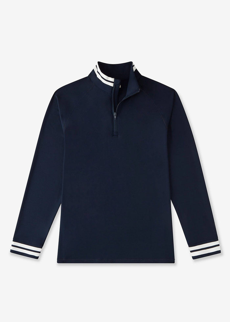 Performance Quarter Zip | Navy w/White Stripe
