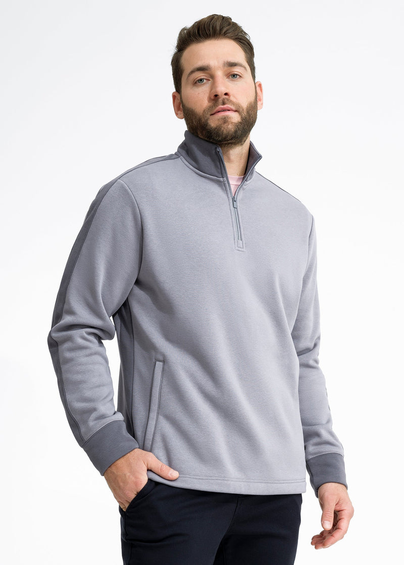 Stretch Fleece Quarter Zip | Light Grey with Monument