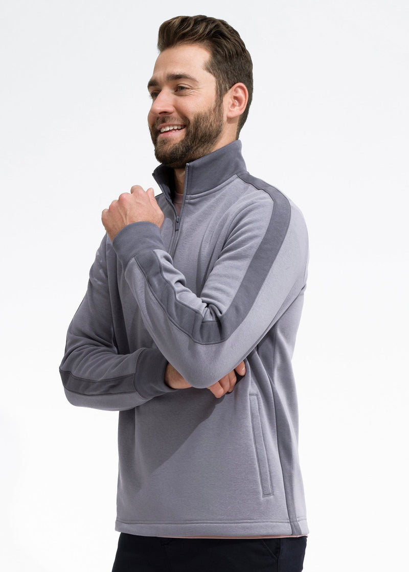 Stretch Fleece Quarter Zip | Light Grey with Monument