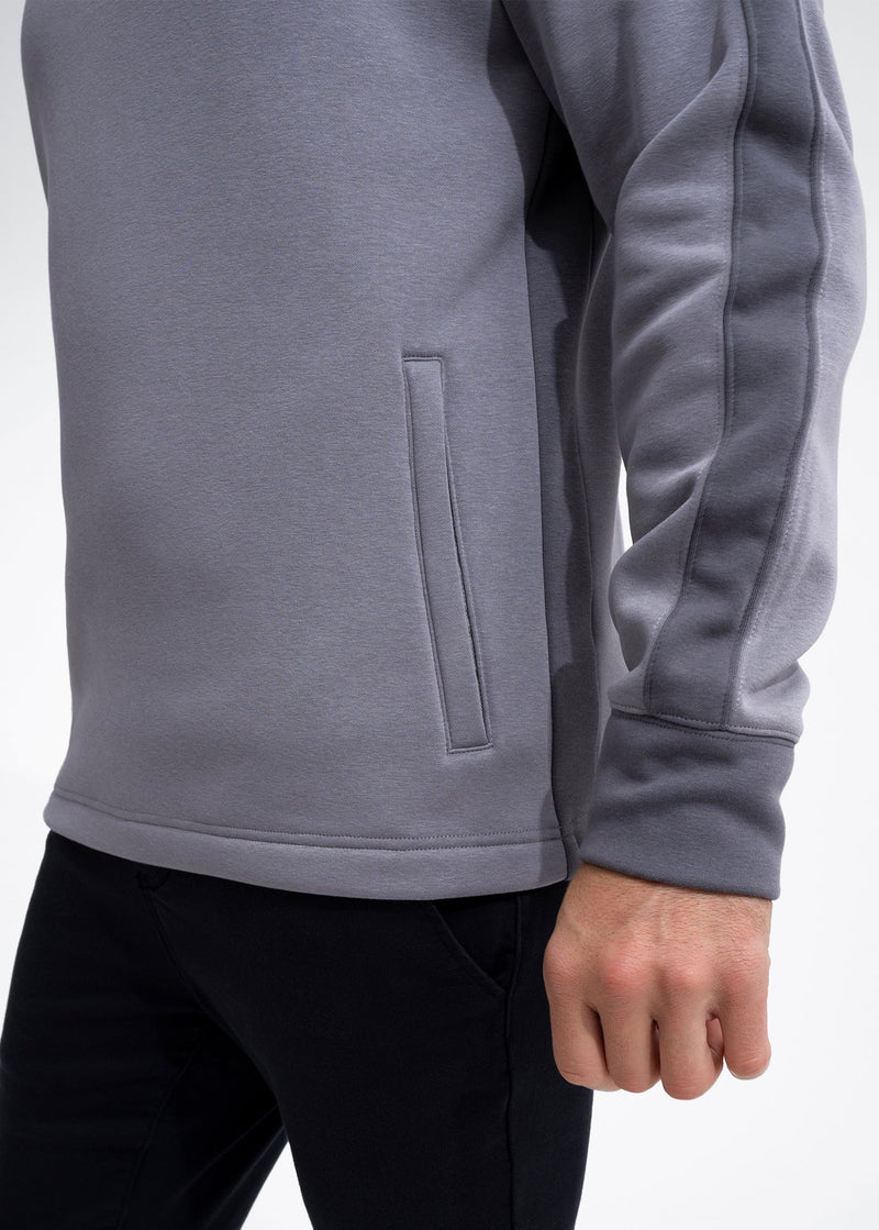 Stretch Fleece Quarter Zip | Light Grey with Monument