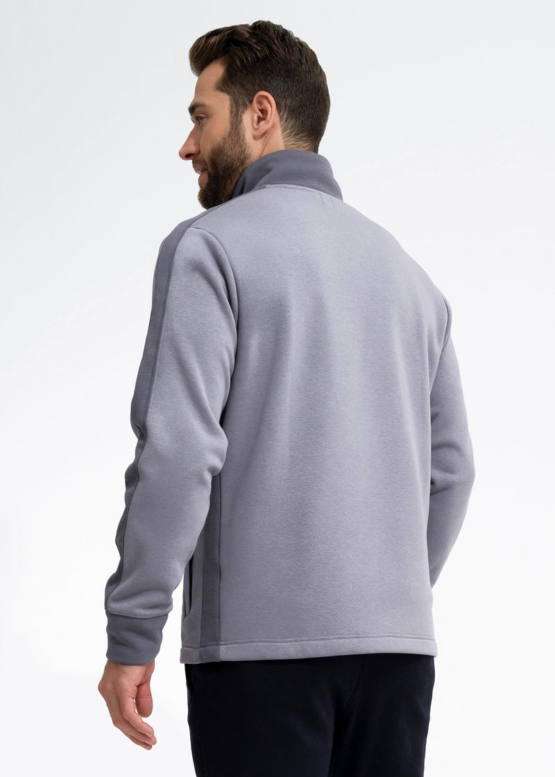 Stretch Fleece Quarter Zip | Light Grey with Monument
